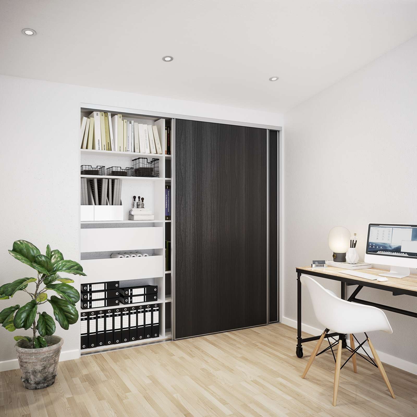 Garderobe skydelåger sort struktur